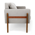 Sofá Namoradeira Lana Veludo Cinza Base De Madeira - D'rossi