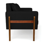 Sofá Namoradeira Lana Veludo Luxo Preto A81 Base De Madeira -