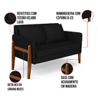 Sofá Namoradeira Lana Veludo Luxo Preto A81 Base De Madeira -