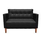 Sofá Namoradeira Livia Corino Preto Pés Chanfrado Castanho D0