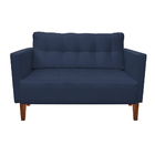 Sofá Namoradeira Livia Suede Azul Marinho Pés Chanfrado Casta