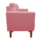 Sofá Namoradeira Livia Suede Rosê Pés Chanfrado Castanho D01