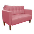 Sofá Namoradeira Livia Suede Rosê Pés Chanfrado Castanho D01