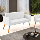 Sofá Namoradeira Pés Palito Castanho Marisa Corino Branco