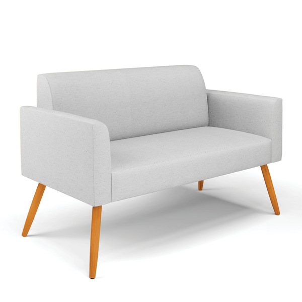 Sofá Namoradeira Pés Palito Castanho Marisa Linho   - A05 Cin