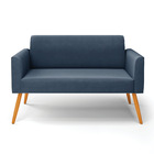 Sofá Namoradeira Pés Palito Castanho Marisa Suede - Azul Mari