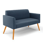Sofá Namoradeira Pés Palito Castanho Marisa Suede - Azul Mari