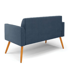 Sofá Namoradeira Pés Palito Castanho Marisa Suede - Azul Mari