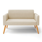 Sofá Namoradeira Pés Palito Castanho Marisa Suede Bege