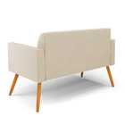 Sofá Namoradeira Pés Palito Castanho Marisa Suede - Bege