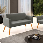 Sofá Namoradeira Pés Palito Castanho Marisa Suede - Grafite