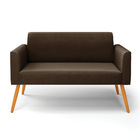 Sofá Namoradeira Pés Palito Castanho Marisa Suede - Marrom