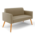 Sofá Namoradeira Pés Palito Castanho Marisa Suede - Marrom Ra