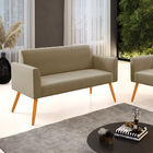 Sofá Namoradeira Pés Palito Castanho Marisa Suede Marrom Rato