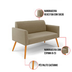 Sofá Namoradeira Pés Palito Castanho Marisa Suede Marrom Rato