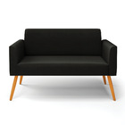 Sofá Namoradeira Pés Palito Castanho Marisa Suede - Preto