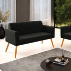 Sofá Namoradeira Pés Palito Castanho Marisa Suede - Preto