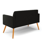 Sofá Namoradeira Pés Palito Castanho Marisa Suede - Preto