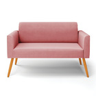 Sofá Namoradeira Pés Palito Castanho Marisa Suede - Rose