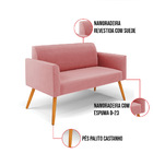 Sofá Namoradeira Pés Palito Castanho Marisa Suede - Rose