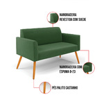 Sofá Namoradeira Pés Palito Castanho Marisa Suede - Verde