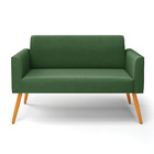 Sofá Namoradeira Pés Palito Castanho Marisa Suede - Verde