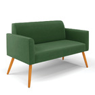 Sofá Namoradeira Pés Palito Castanho Marisa Suede - Verde