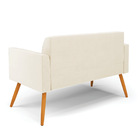 Sofá Namoradeira Pés Palito Castanho Marisa Veludo   - Bege