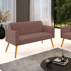 Sofá Namoradeira Pés Palito Castanho Marisa Veludo   - Rose