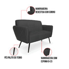 Sofá Namoradeira Pés Palito De Ferro Bruna Corino D01 - D'ros