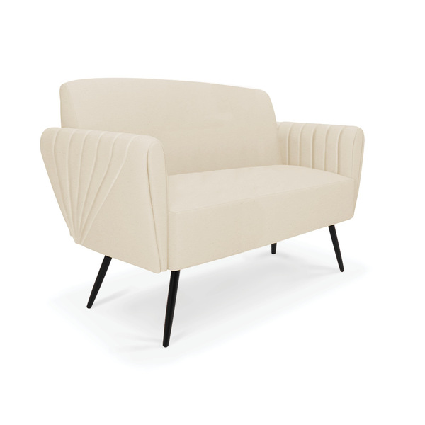 Sofá Namoradeira Pés Palito De Ferro Bruna Linho D01 - D'ross