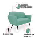 Sofá Namoradeira Pés Palito De Ferro Bruna Suede Azul Turques