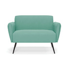 Sofá Namoradeira Pés Palito De Ferro Bruna Suede Azul Turques