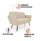 Sofá Namoradeira Pés Palito De Ferro Bruna Suede D01 - D'ross