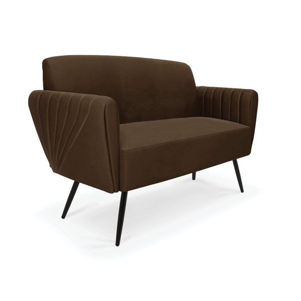 Sofá Namoradeira Pés Palito De Ferro Bruna Suede D01 - D'ross