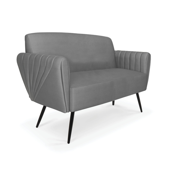 Sofá Namoradeira Pés Palito De Ferro Bruna Veludo Luxo Grafit