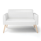 Sofá Namoradeira Pés Palito Natural Marisa Corano   - Branco