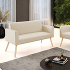 Sofá Namoradeira Pés Palito Natural Marisa Corino Bege