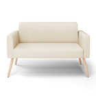 Sofá Namoradeira Pés Palito Natural Marisa Linho   - A19 Bege