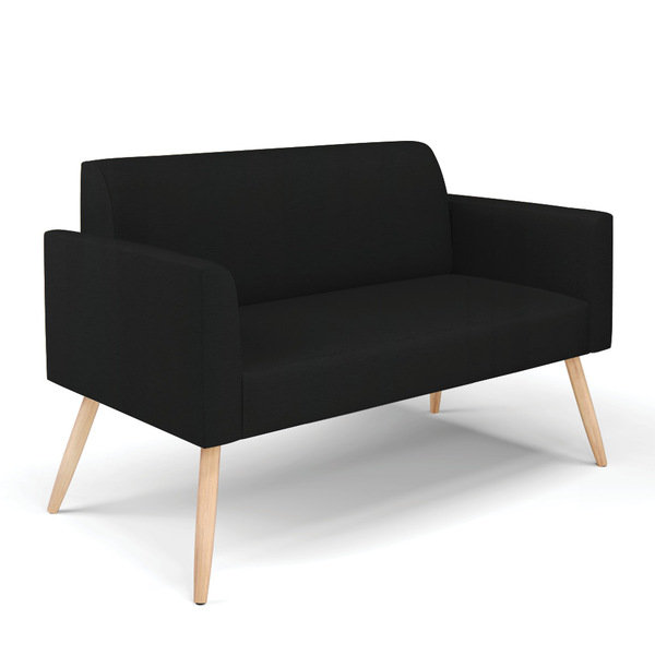 Sofá Namoradeira Pés Palito Natural Marisa Linho   - A79 Preto