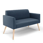 Sofá Namoradeira Pés Palito Natural Marisa Suede - Azul Marin