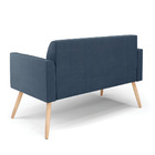 Sofá Namoradeira Pés Palito Natural Marisa Suede Azul Marinho