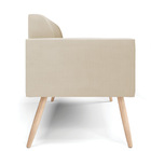 Sofá Namoradeira Pés Palito Natural Marisa Suede - Bege