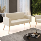 Sofá Namoradeira Pés Palito Natural Marisa Suede - Bege