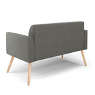 Sofá Namoradeira Pés Palito Natural Marisa Suede Grafite