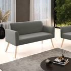 Sofá Namoradeira Pés Palito Natural Marisa Suede Grafite