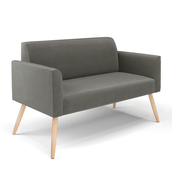 Sofá Namoradeira Pés Palito Natural Marisa Suede - Grafite