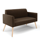 Sofá Namoradeira Pés Palito Natural Marisa Suede Marrom