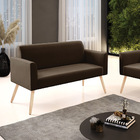 Sofá Namoradeira Pés Palito Natural Marisa Suede Marrom