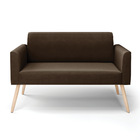 Sofá Namoradeira Pés Palito Natural Marisa Suede Marrom